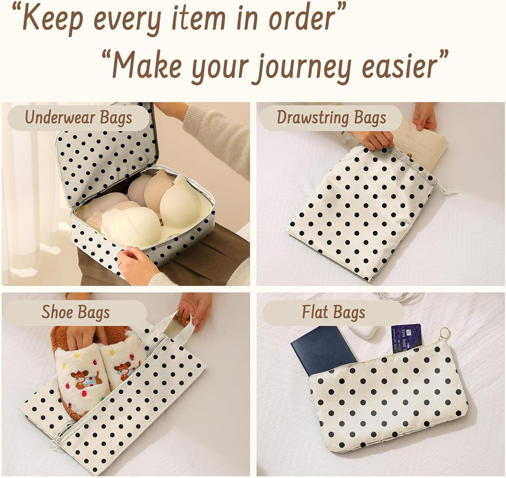 9 Set Packing Cubes for Travel Essentials - Lightweight Carry-On Luggage Organizer Bags with Shoe, Clothes & Laundry