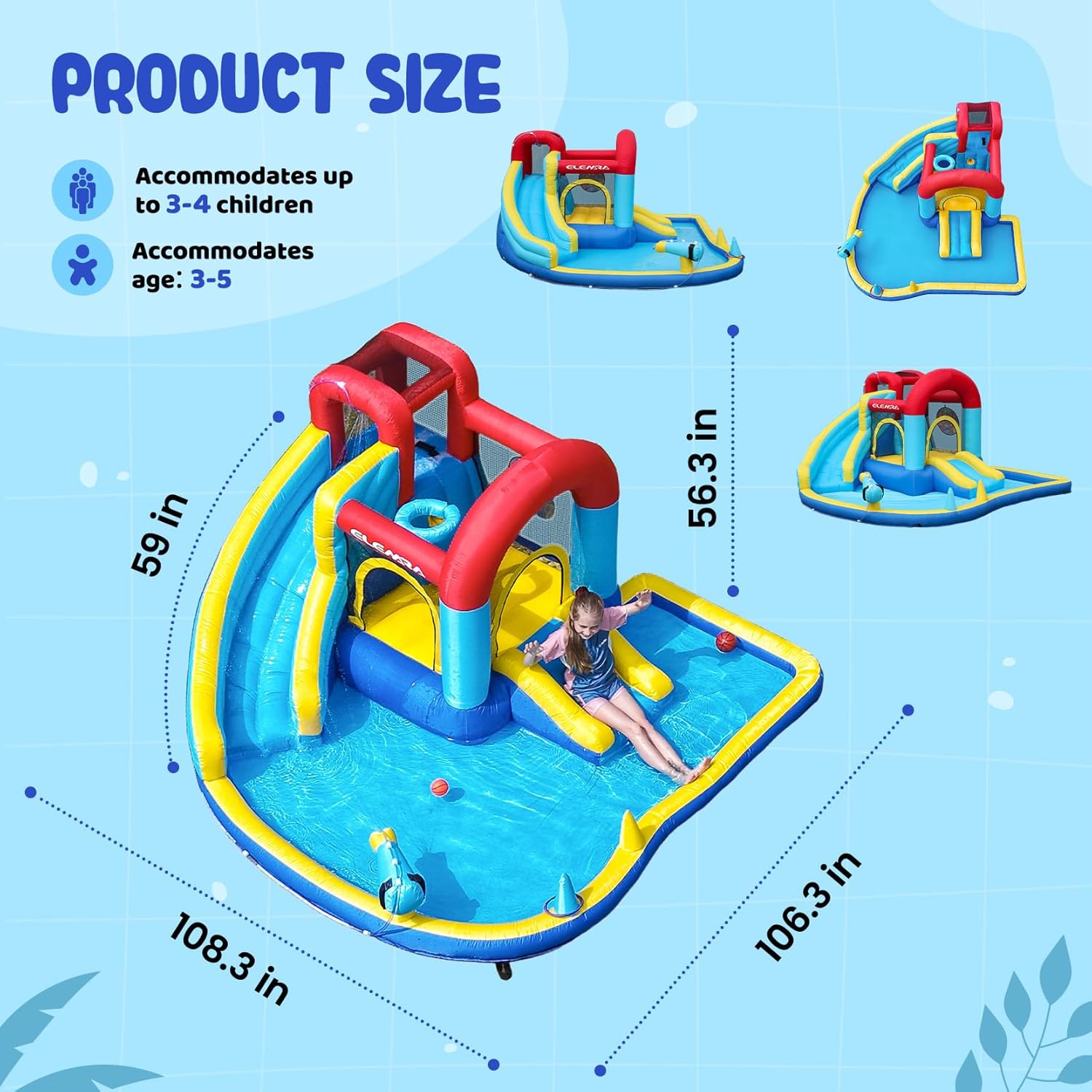 Inflatable Water Slide, 9 in 1 Kids Bounce House with 2 Slides, Pool&Trampoline, Fun Dart Game&Ring-toss Game