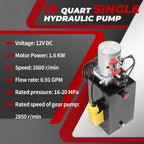 Nakkaa 12V DC 10 Quart Single Acting Hydraulic Pump Hydraulic Power Unit
