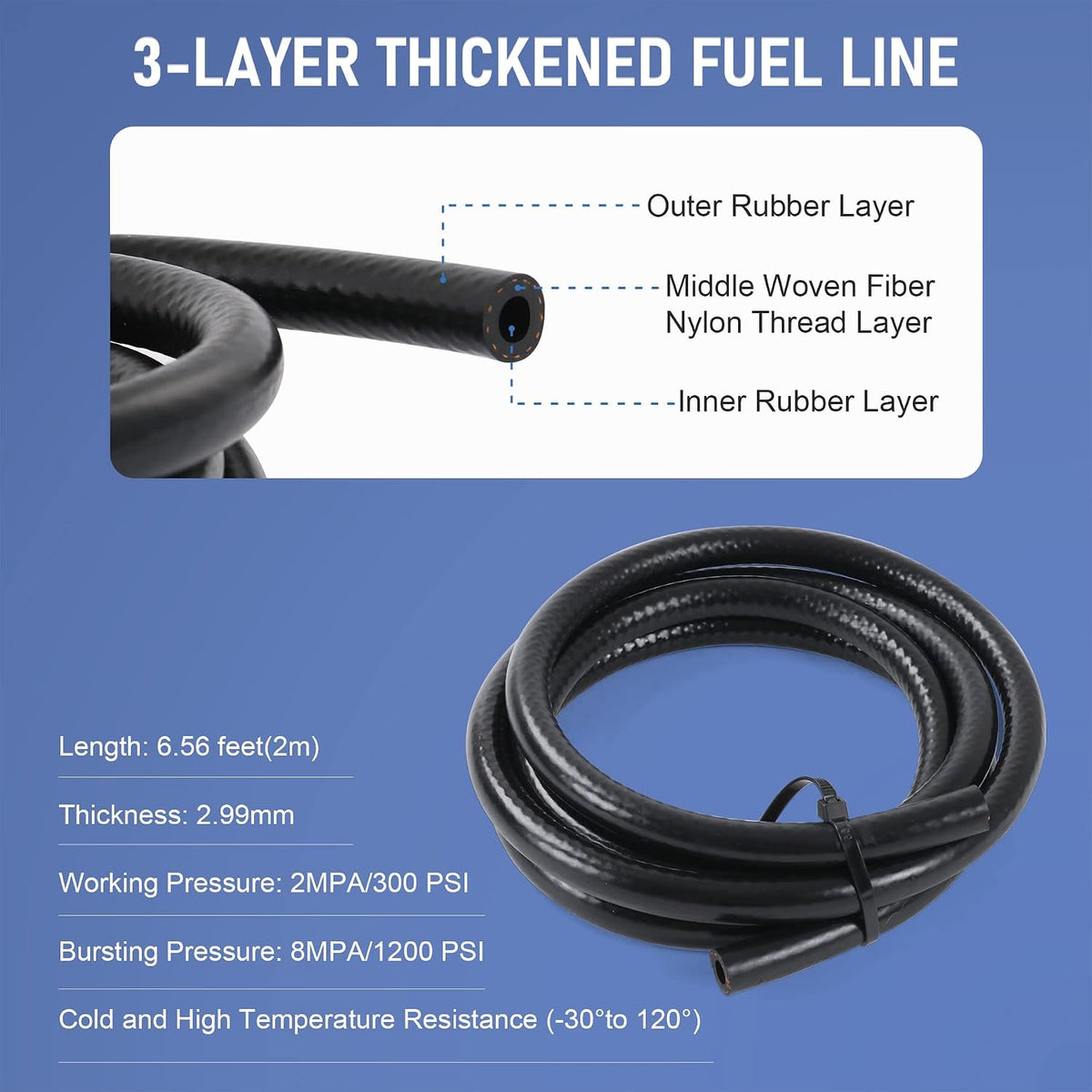 Universal Electric Fuel Pump Kit 12v 3-6 PSI Low Pressure with Fuel Filters 10 Hose Clamps 6.56 FT 5/16" ID Fuel Line