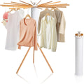 Clothes Drying Rack, Rotary Foldable Stand with 16 Arms, White | Stable Tripod Base, 50 lbs Heavy Duty, Portable &