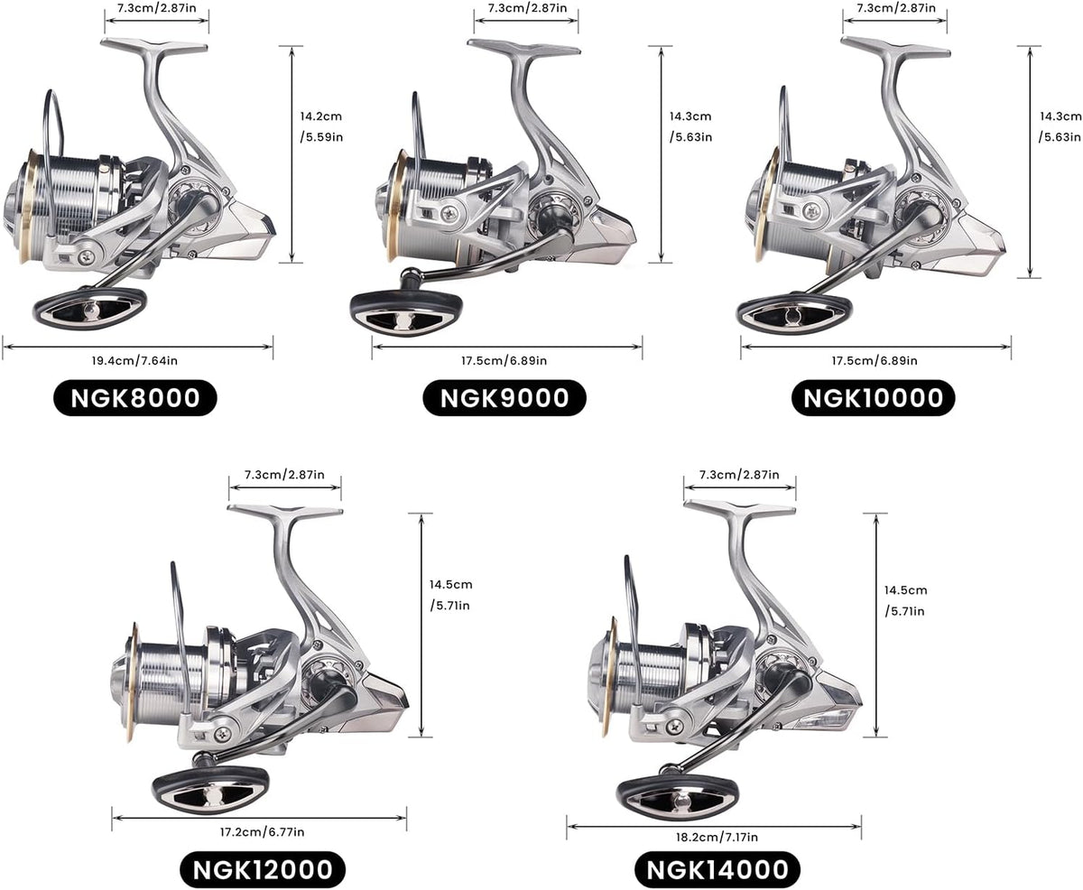 Spinning Reel, 6+1BB Metal Surf Fishing Reels, 55lbs Max Drag | 8000/9000/10000/12000/14000 Series, 4.8:1 Gear Ratio