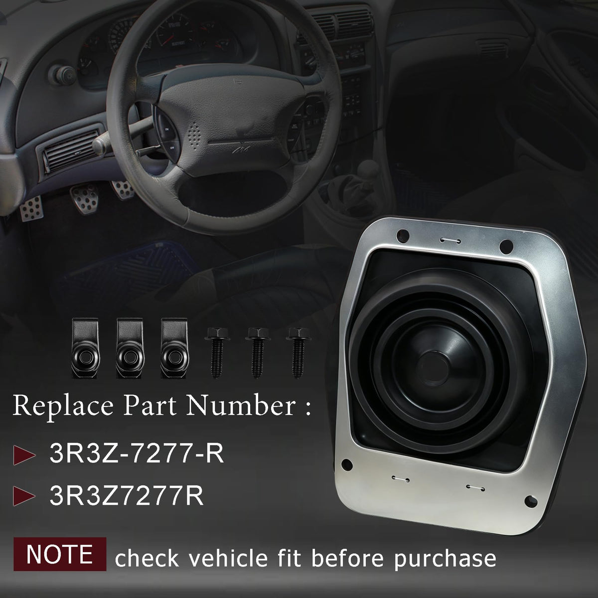 3R3Z7277R Lower Shift Shifter Rubber Boot w/Metal Support for Ford