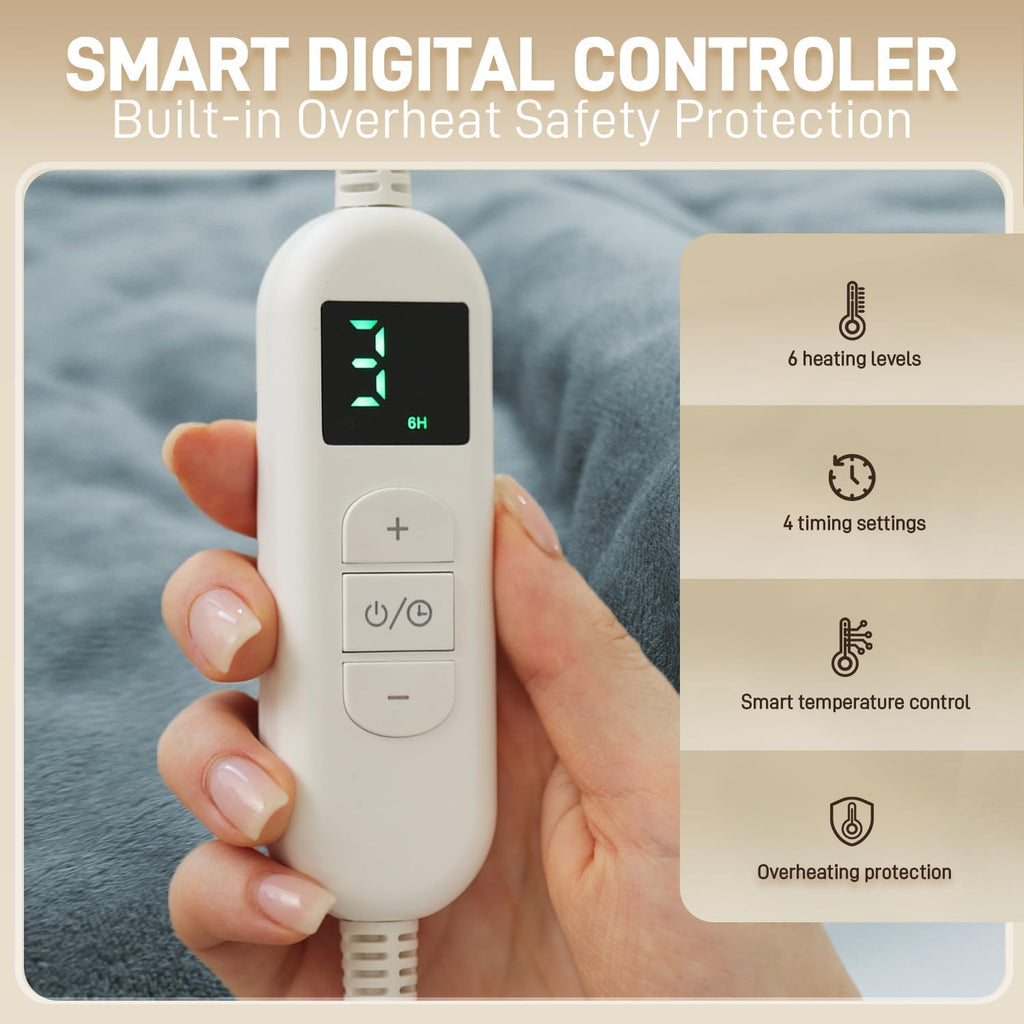 Heating Pad for Neck and Shoulders and Back - Electric Heating Pad for Pain Relief with 6 Heating Levels & 4 Time