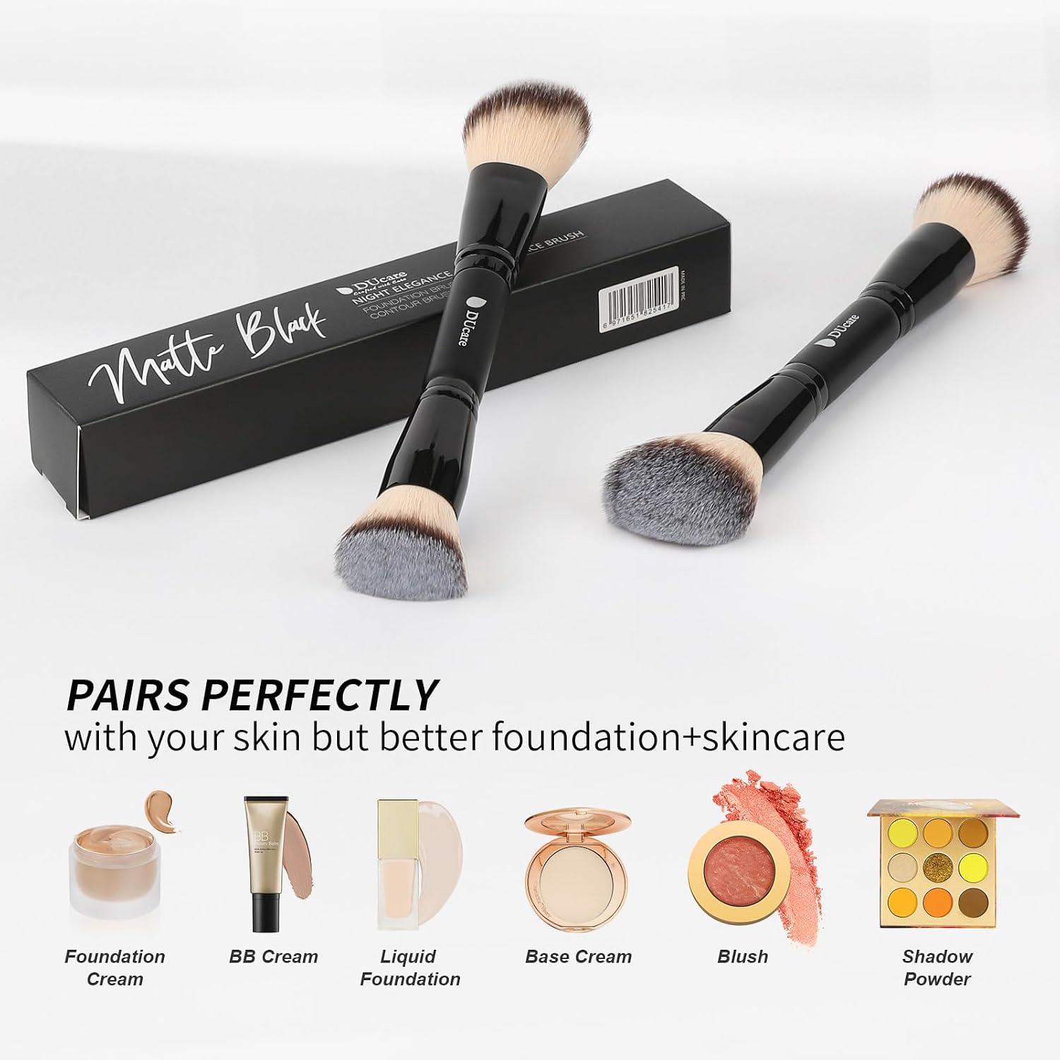 Foundation Brush Contour Bronzer Makeup Brush Double Ended Sculpting Brush for Blending Liquid Powder Concealer Cream