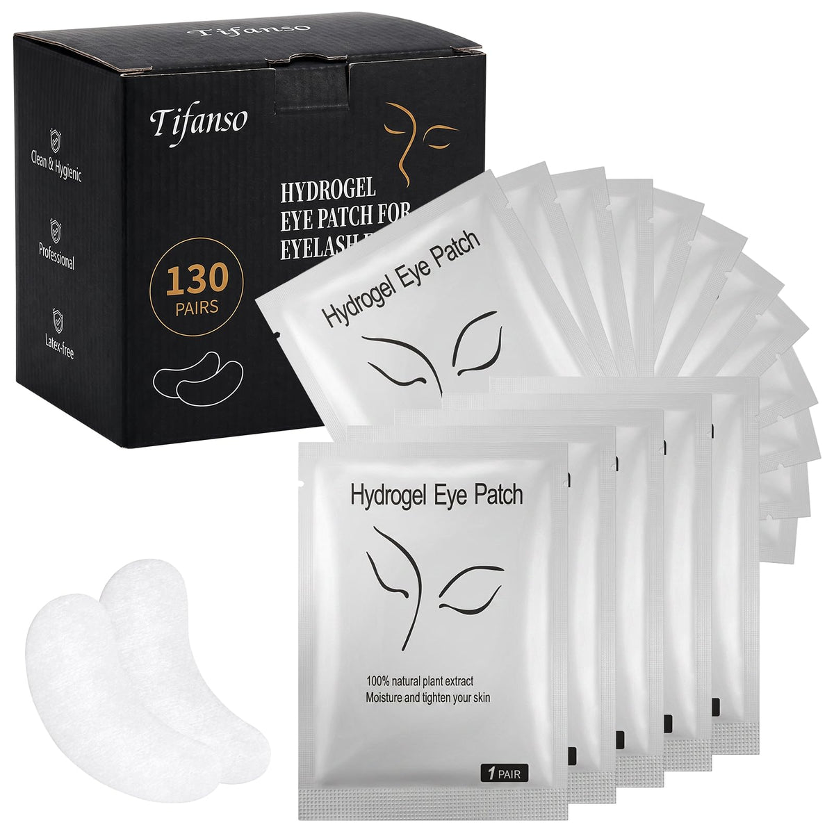130 Pairs Lint Free Hydrogel Under Eye Pads for Eyelash Extensions