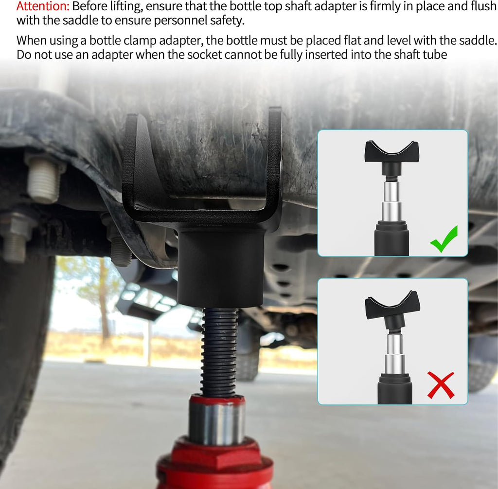 Bottle Jack Axle Adapter for 2-4 in Round and 2 in Square Axles