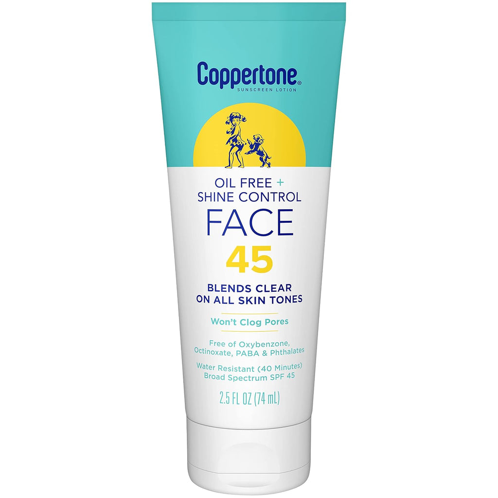 Oil Free & Shine Control SPF 45 Face Sunscreen Lotion, Oil Free Face Sunscreen, 2.5 fl. oz.