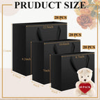 60 Pcs Black Paper Bags with Handles, Assorted Sizes Gift Bags