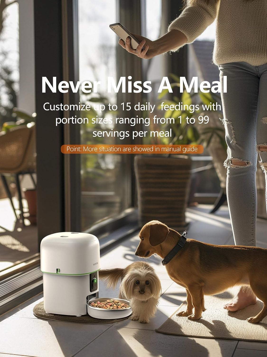 Automatic Cat Feeder with Camera - 5G WiFi Auto Cat Food Dispenser, 1080P HD Video with Night Vision, 1-15 Meals