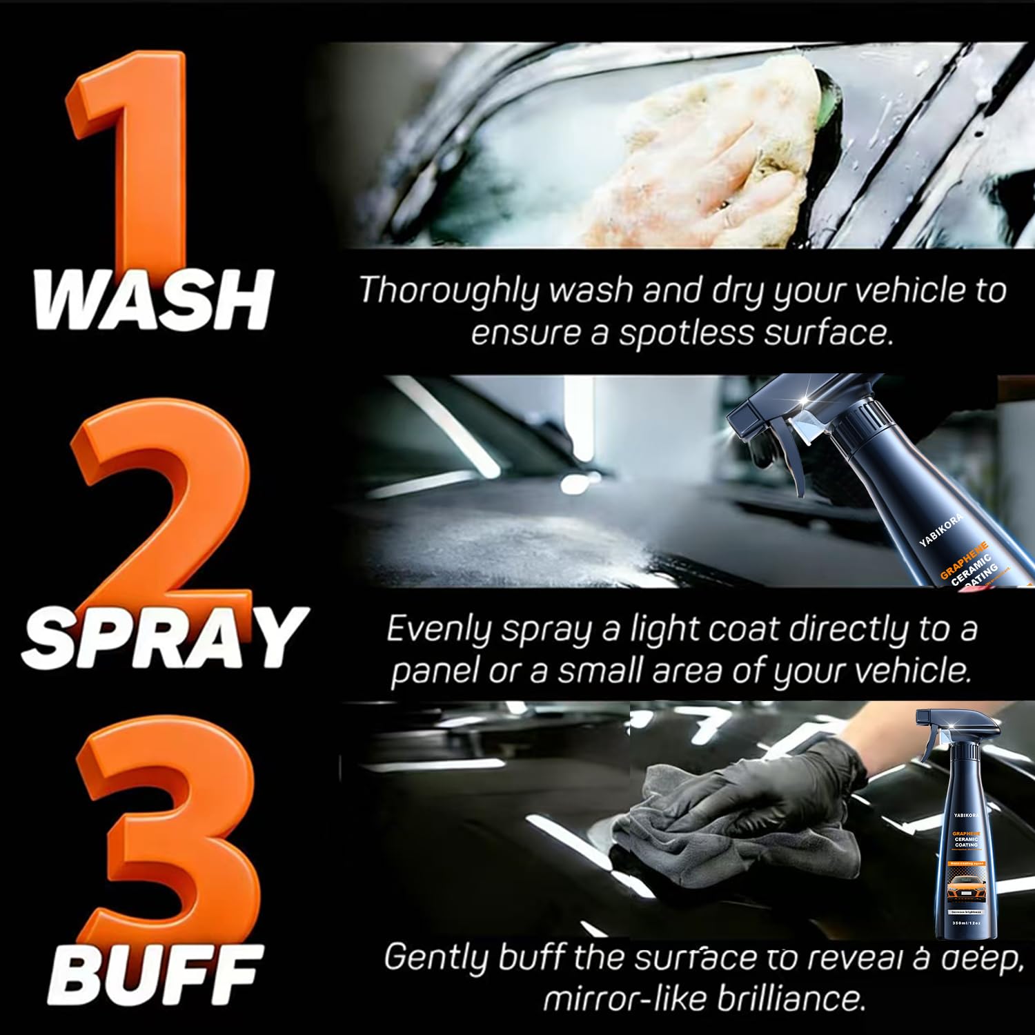 Ceramic Coating for Cars, Waterproof Auto Paint Coating - Graphene Infused, Scratch Resistant & High Gloss Auto Paint
