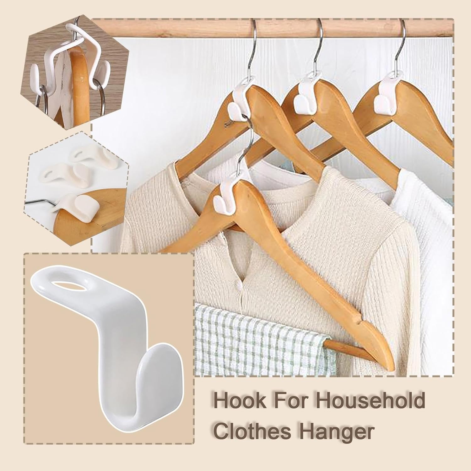 15-Pack Hanger Connector Hooks for Closet Organization, Space Saving Cascading Clothes Hanger Extender Clips, Heavy