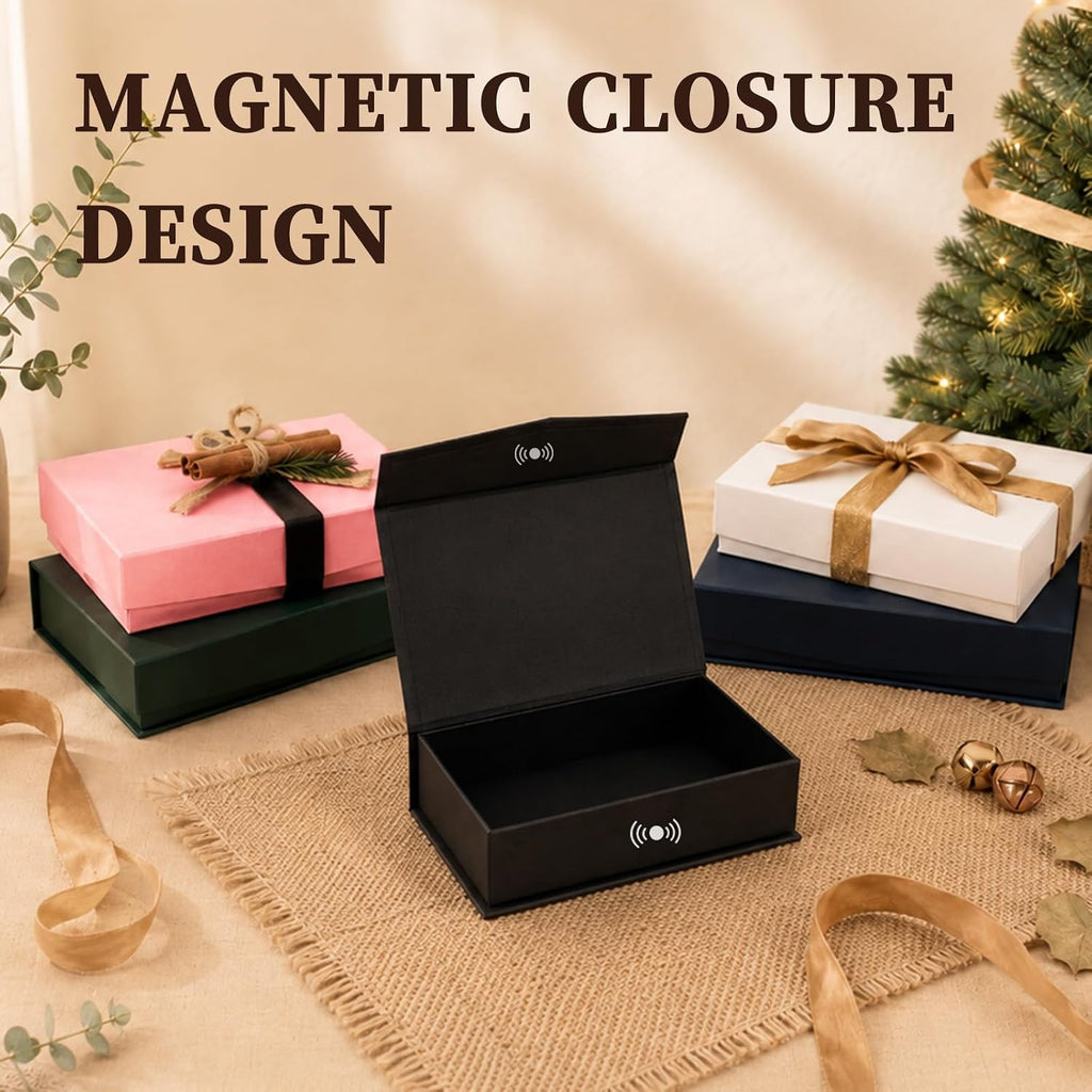 Magnetic Gift Boxes with Lids, 3‑Pack Black Small Gift Box