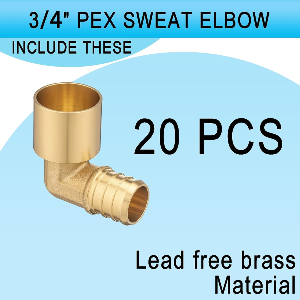 (20 Pack) Asterbacks 3/4 PEX to 3/4 Female Sweat Elbow Fitting For PEX-A/B/C Pipe