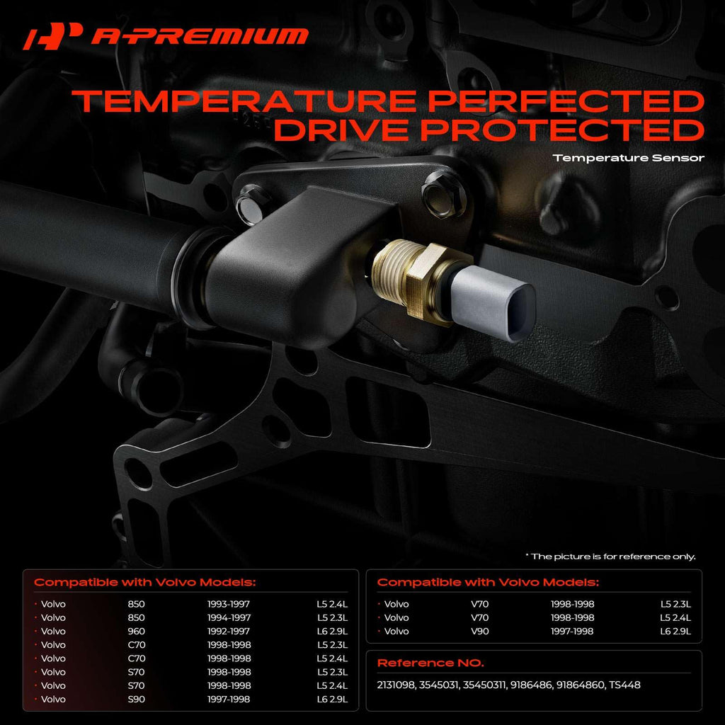 A-Premium Engine Coolant Temperature Sensor Compatible with Volvo