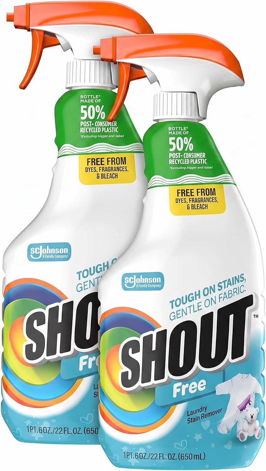 Free Laundry Stain Remover Spray, Active Enzyme Formula is Fragrance, Bleach, and Dye Free, Removes Everyday Stains