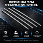 304 SS Fully Threaded Rod, 3/8"-16 x 36, 4-Pack