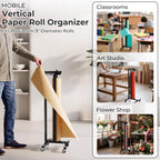 36" Vertical Paper Roll Dispenser, Butcher Paper Roll Rack & Cutter, Wheels