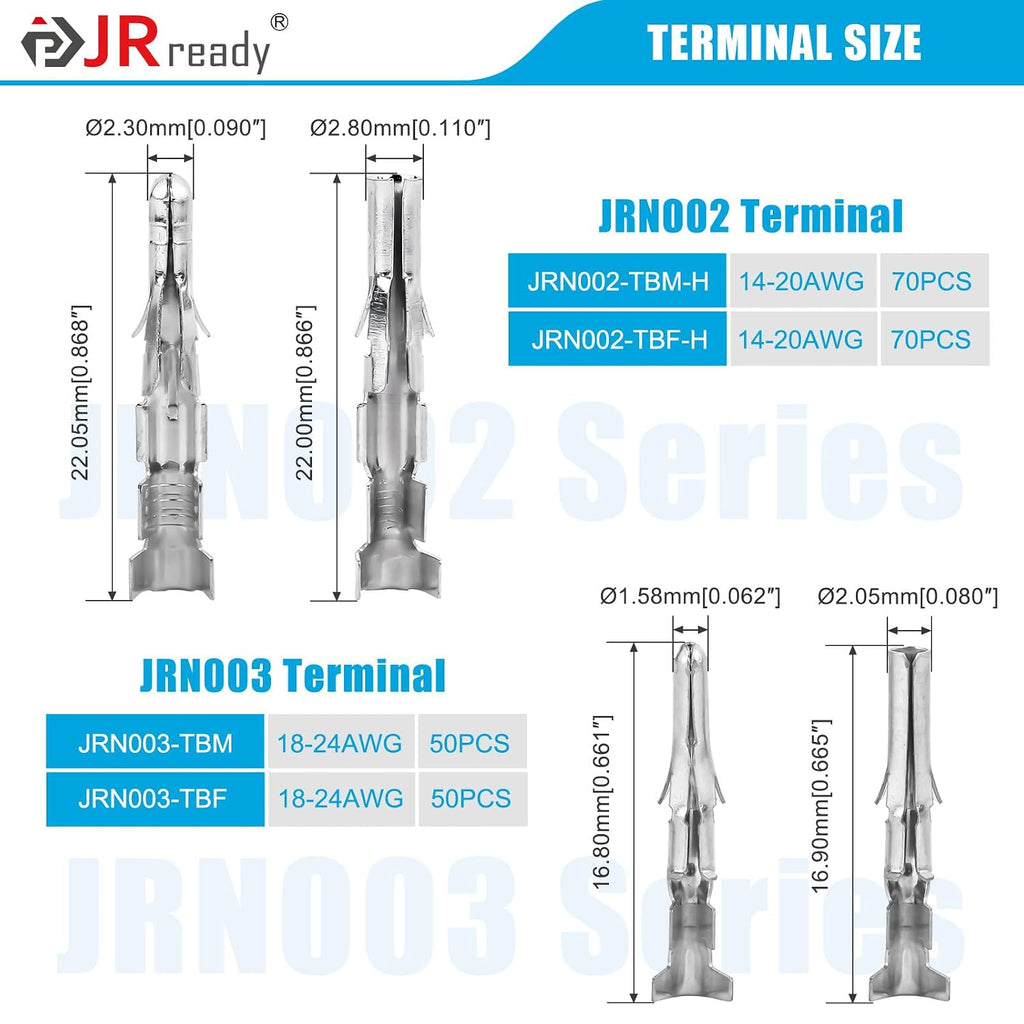 JRready 093 062 Pins Connector Kit Wire Pin Connectors Male Female Contacts 1190 1580 Series 14-20AWG 18-24AWG Crimp Terminals Pins Sockets for Molex Connectors 3.68mm 5.03mm Pitch 120 Pairs ST6526