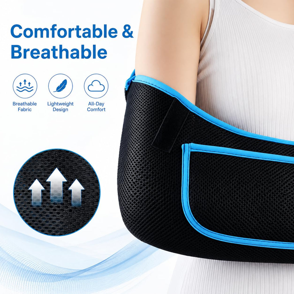 Arm Sling, Lightweight Breathable Mesh Shoulder Immobilizer, Middle