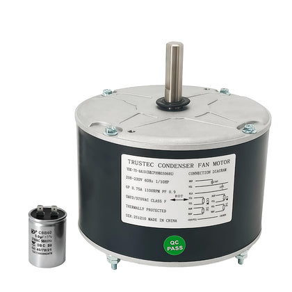 1/10HP Condenser Fan Motor, Replacement for Carrier HC33GE233 | 48 Frame 1100 RPM 208-230V, CW/CCW AC Fan Motor with