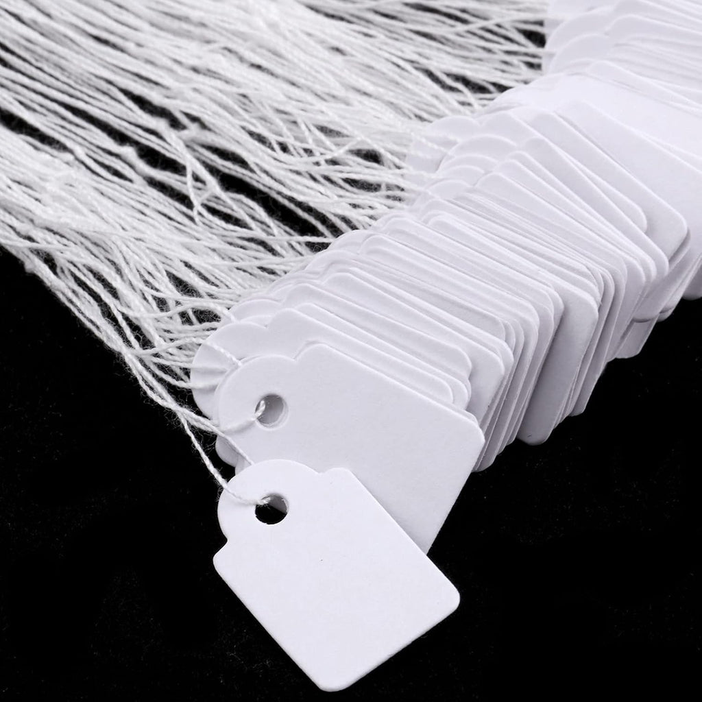 500 Pcs Small White Price Tags with String, 0.6 x 0.95 Marking Tags