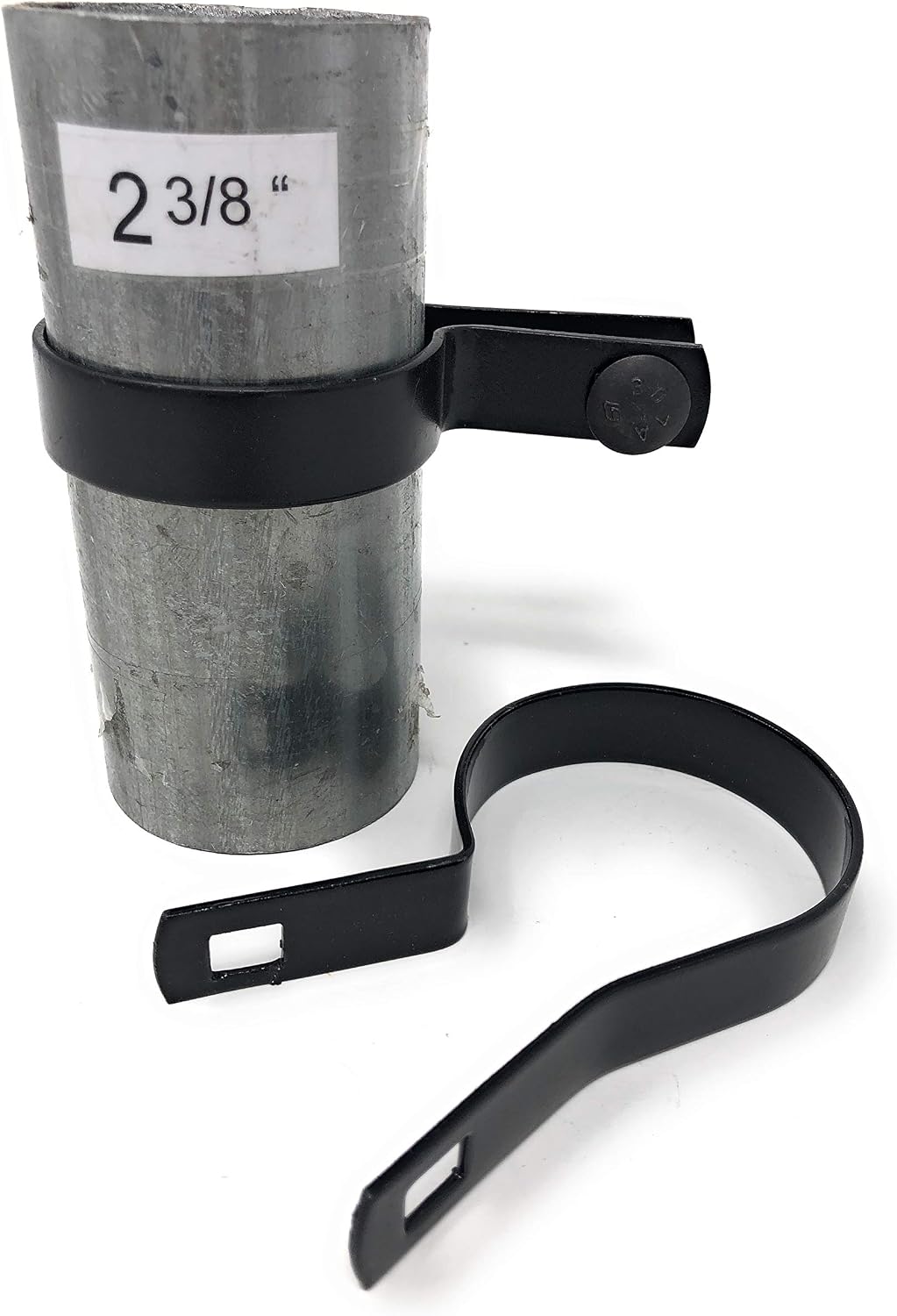 (10 Pack) Tension Bands with Bolts & Nuts for Chain Link Fence, Gate, Posts (2-3/8") Black Finish