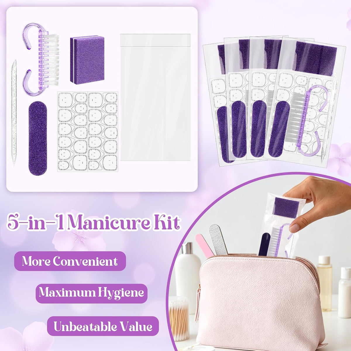 5-in-1 Disposable Pedicure Kit 100Set Manicure Individually Package