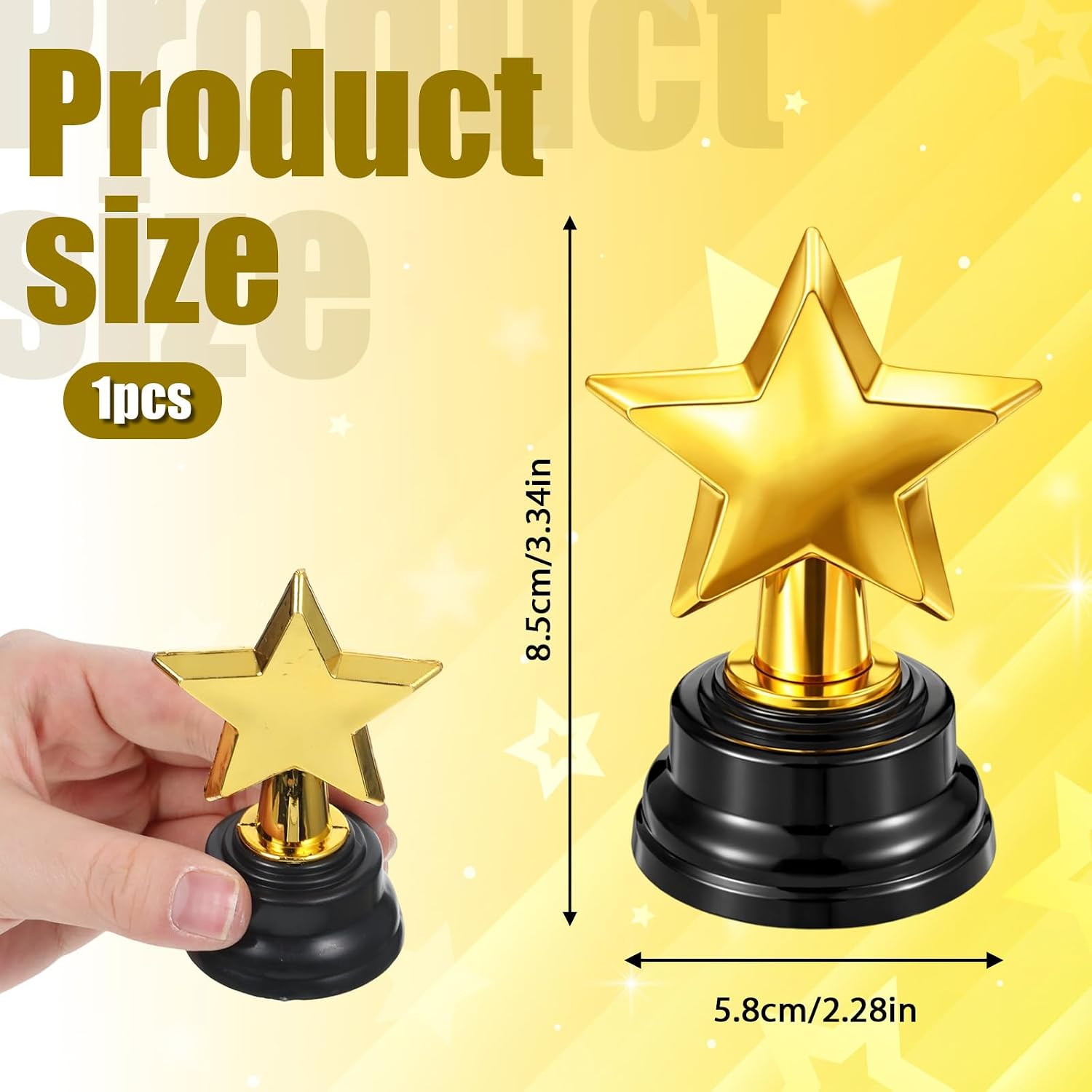 Star Trophy, Gold Mini Award Cup Plastic Tiny Small Trophy Cups for Sports Tournaments and Parties Winning Prizes