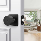 Matte Black Door Knobs Interior, Privacy Bedroom Door Knob with Lock, Black Interior Door Knobs Bathroom 1 Pack