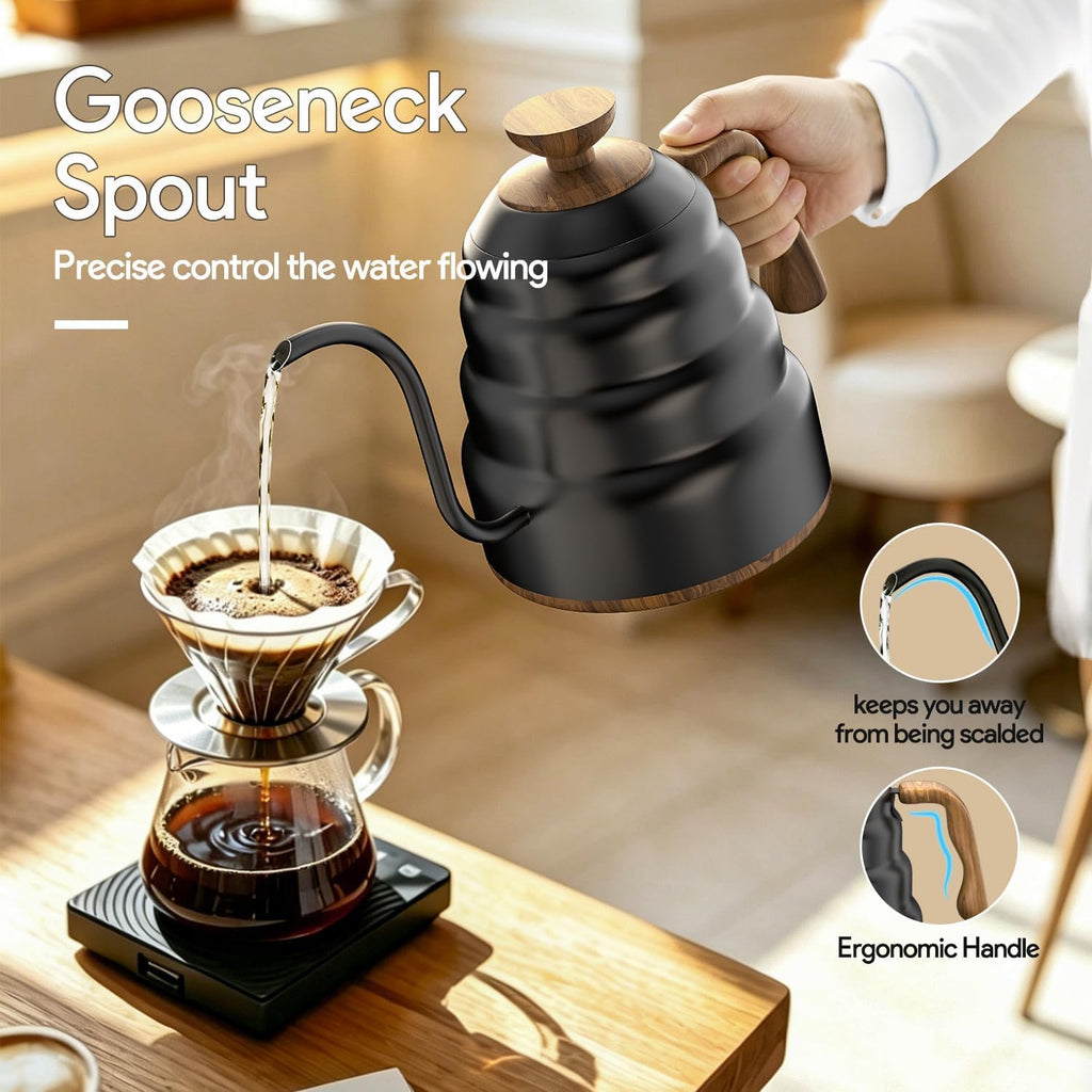 Electric Gooseneck Kettle, 30oz/0.9L Intelligent Temperature Control, Quick Heating, 304 Stainless Steel for Pour