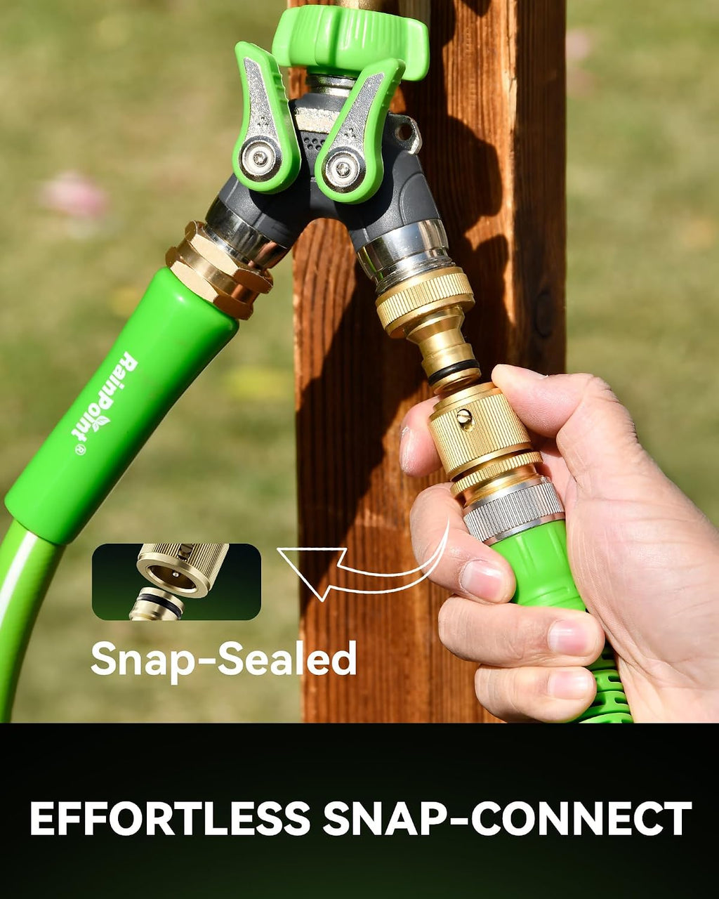 RainPoint Garden Hose Quick Connectors, Heavy Duty Solid Brass 3/4 Inch GHT, Universal Leak-Proof Fittings for Easy Water Hose Connection (2 Sets)