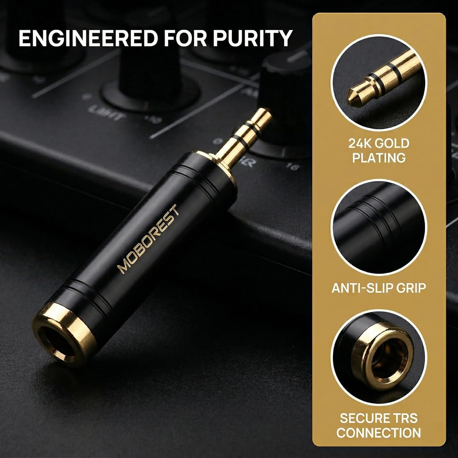 3.5mm to 1/4 (6.35mm) Stereo Pure Copper Headphone Adapter, 2PCS | 1/8 Male to 1/4 Female & 3.5 F to 6.35 M