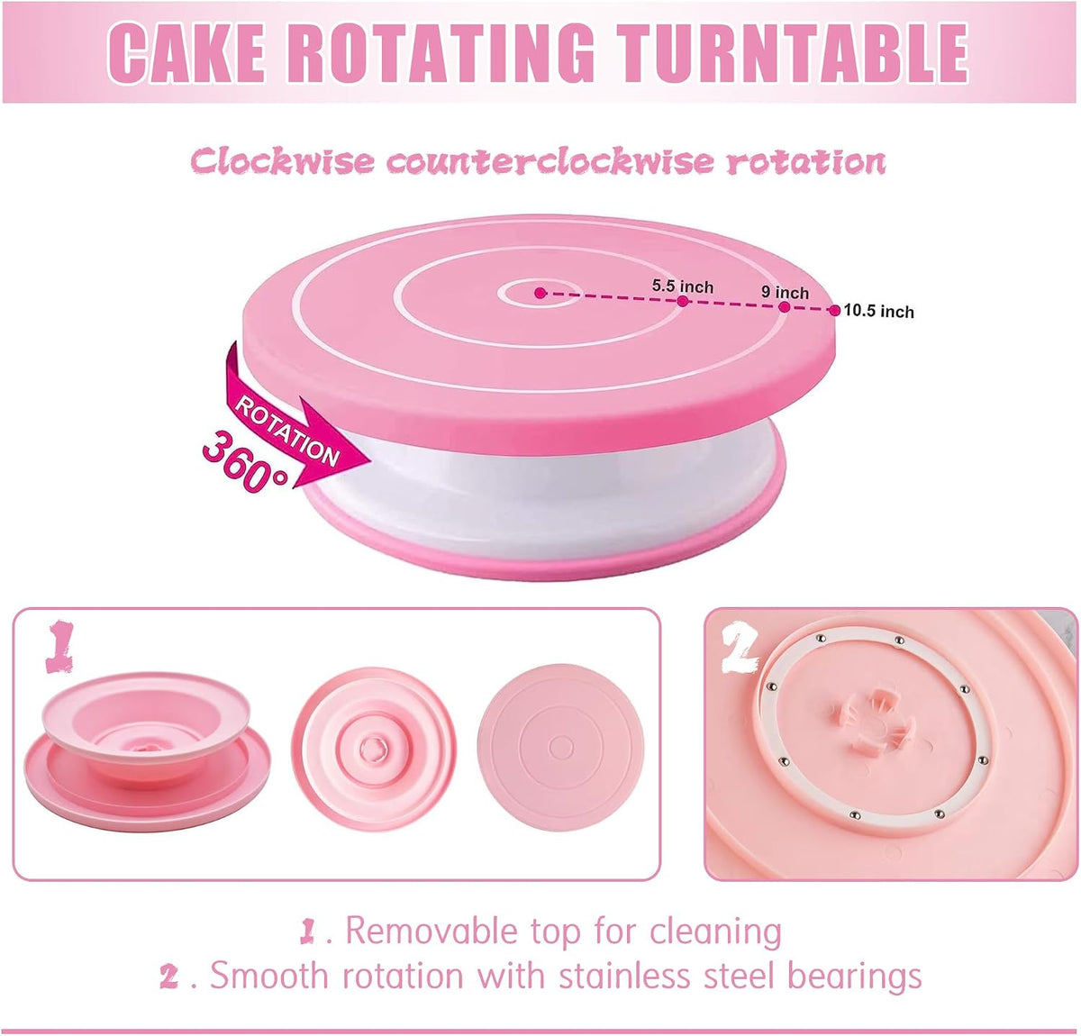 Cake Decorating Supplies Kit Tools 255pcs, Cake Decorating Set with Cake Turntable, 12 Numbered Icing Piping Tips