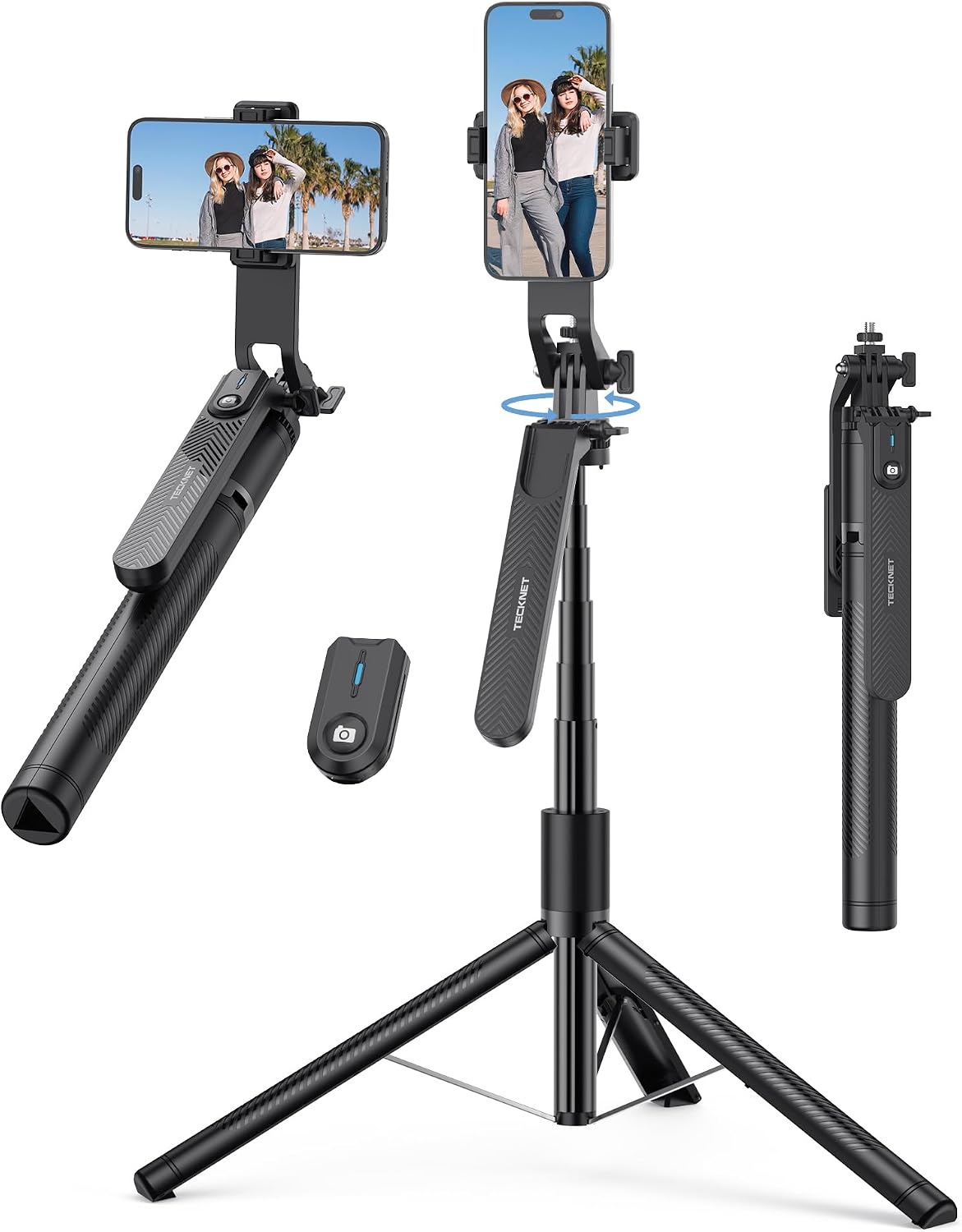 71" Phone Tripod & Selfie Stick, Portable Extendable Cell Phone Tripod Stand with Wireless Remote and Phone Holder