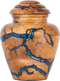 Small Keepsake Urn for Human Ashes Adult - Handcrafted Wooden Mini Urn (20 Cubic Inches) - Blue Decorative Memorial
