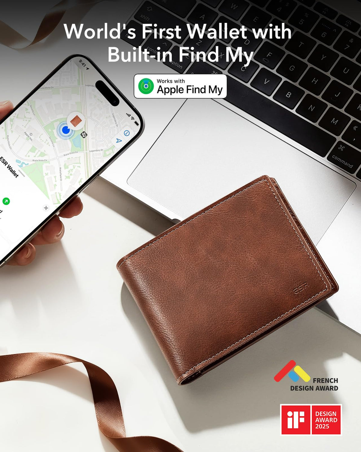 Wallet for Men with Find My Functionality, Holds 9 Cards and 15 Bills