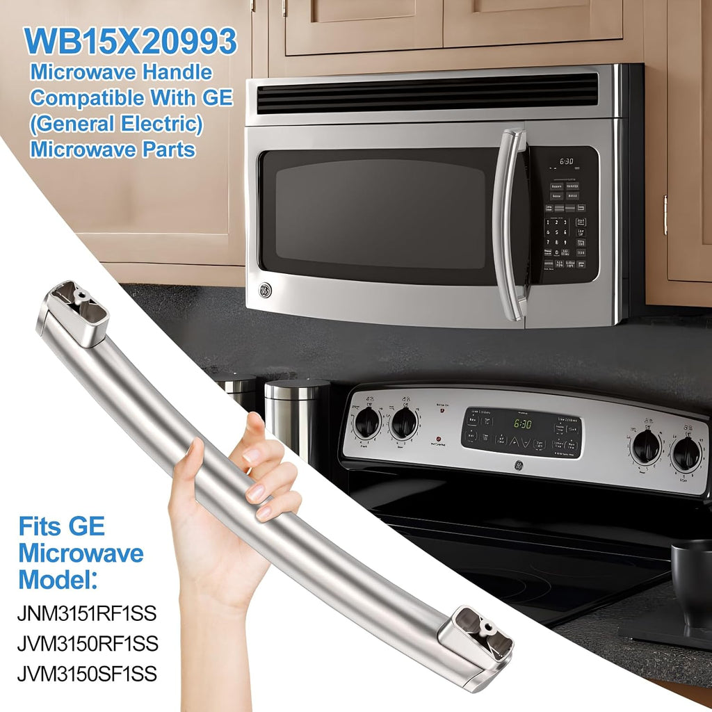 Upgraded WB15X20993 Microwave Door Handle Compatible with GE Microwave Handle Replacement, Stainless Steel GE JVM3150RF1SS Door Handle Parts JNM3151RF1SS, JVM3150SF1SS AP5790529 PS8754187