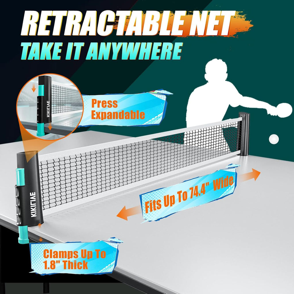 Ping Pong Paddle Set, 2-Sided Different Rubbers, Table Tennis Set | Smooth for Spin. Pimpled for Speed. Net Fits