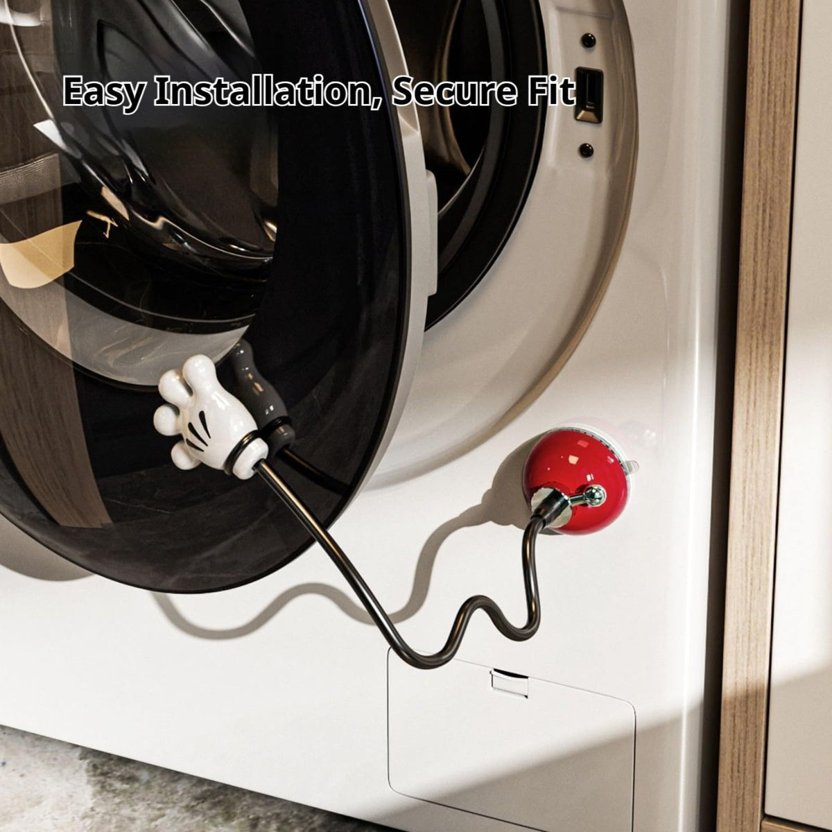 Washer Door Holder with Suction Cups, Adjustable Ventilation Prop for Front Load Washer Dryer, Soft Silicone Padding, Keep Interior Dry & Fresh, Tool-Free Installation (Red)