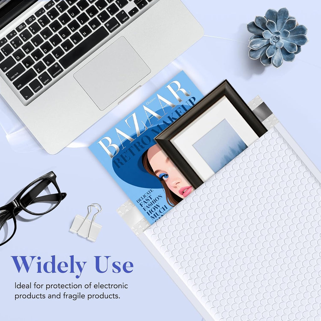 White Bubble Mailers 9.5x14.5" 25 Pack Large Opaque Padded Envelopes