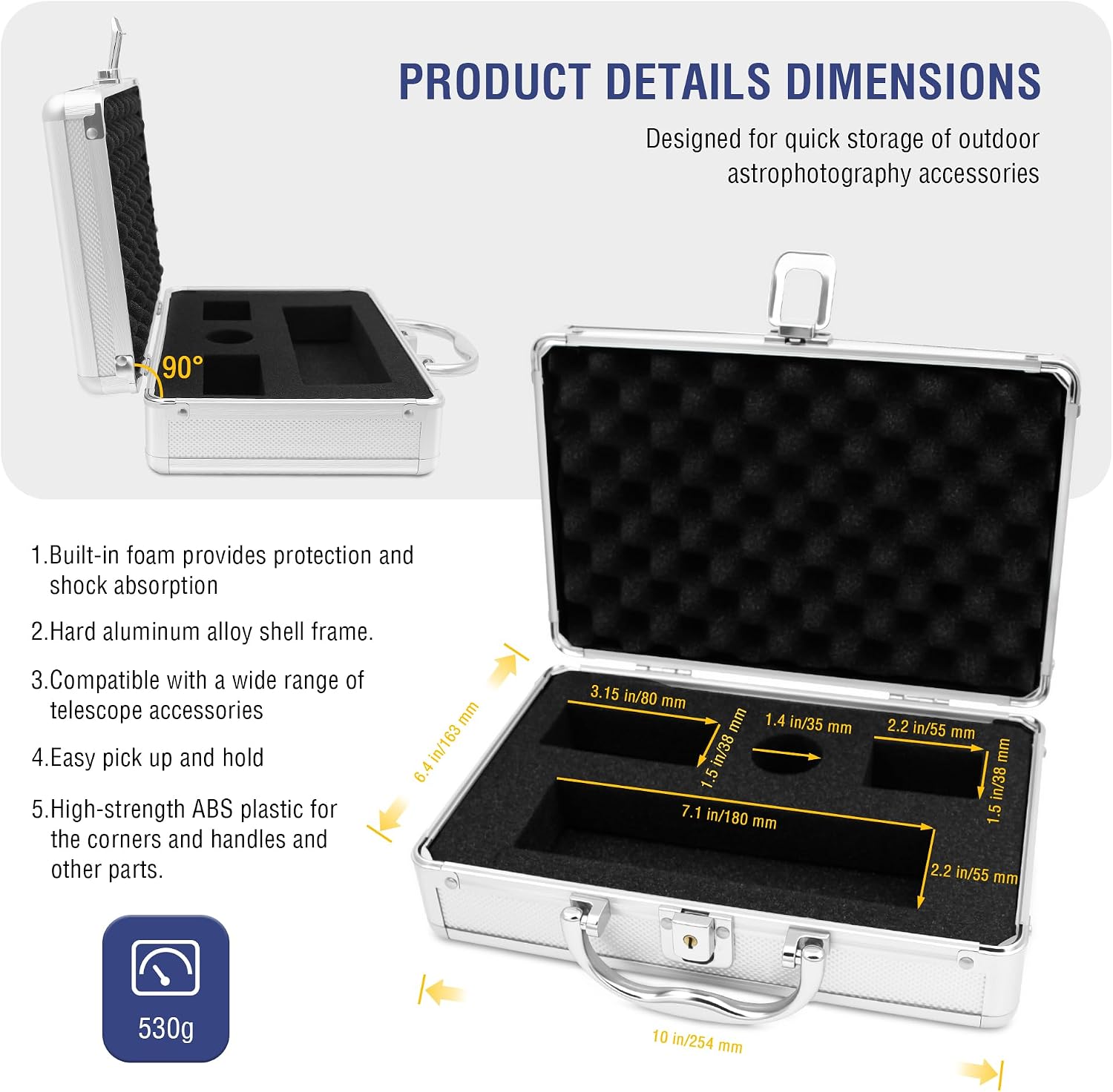 Alstar Telescope Eyepiece Case & Filter Accessory Carrying Case Aluminium | Fits 1.25 Inch Telescope Eyepiece, Barlow
