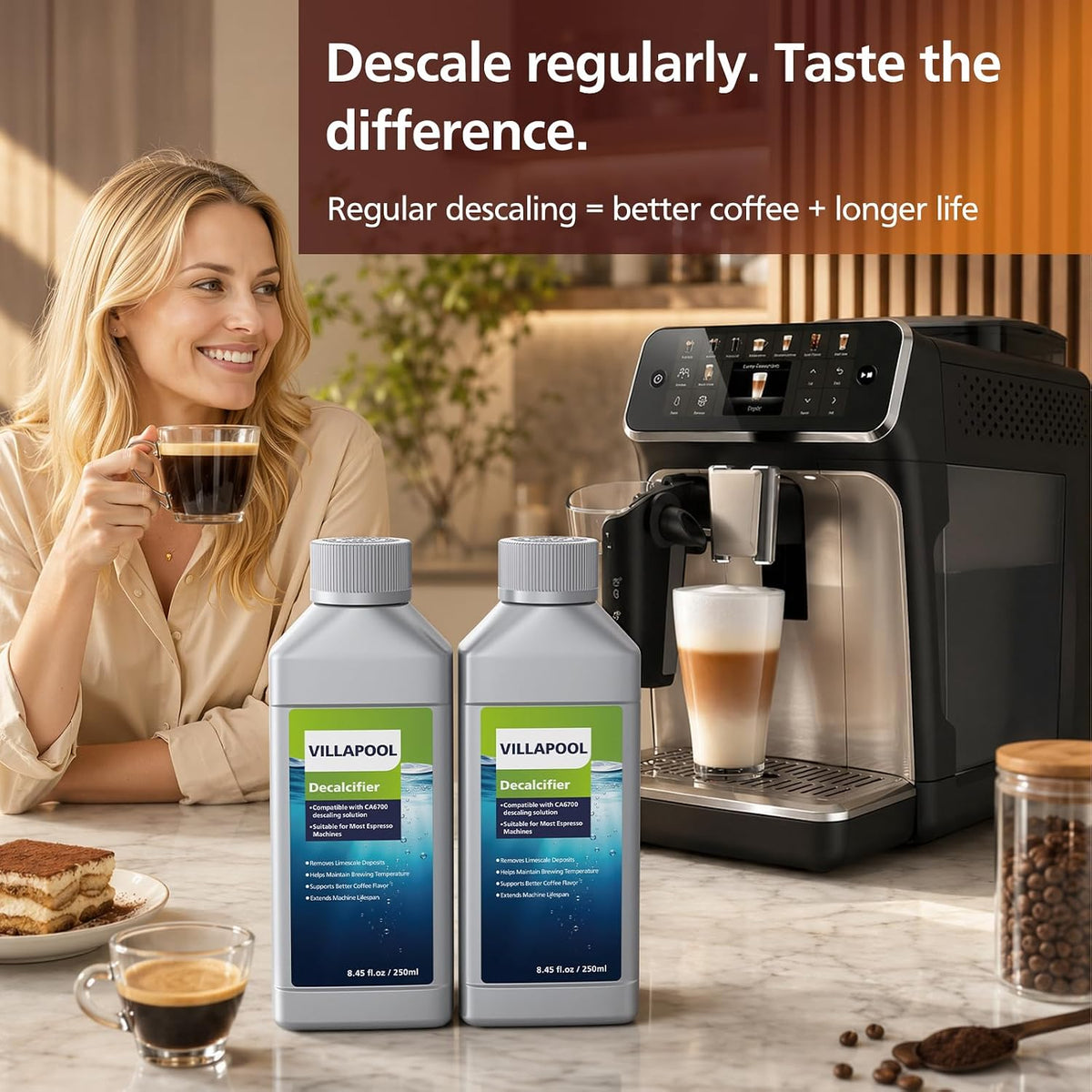 CA6700 Liquid Descaler for Philips, 2 Pack Coffee Machine Descaling Liquid