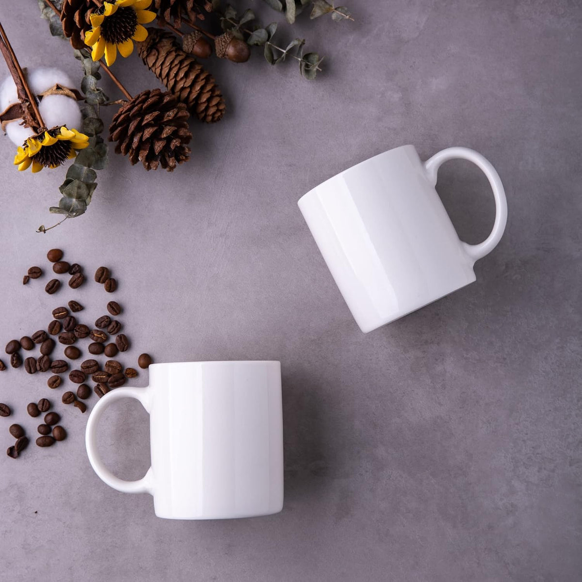 White Coffee Mugs Set of 4, 12 oz Ceramic Coffee Cups