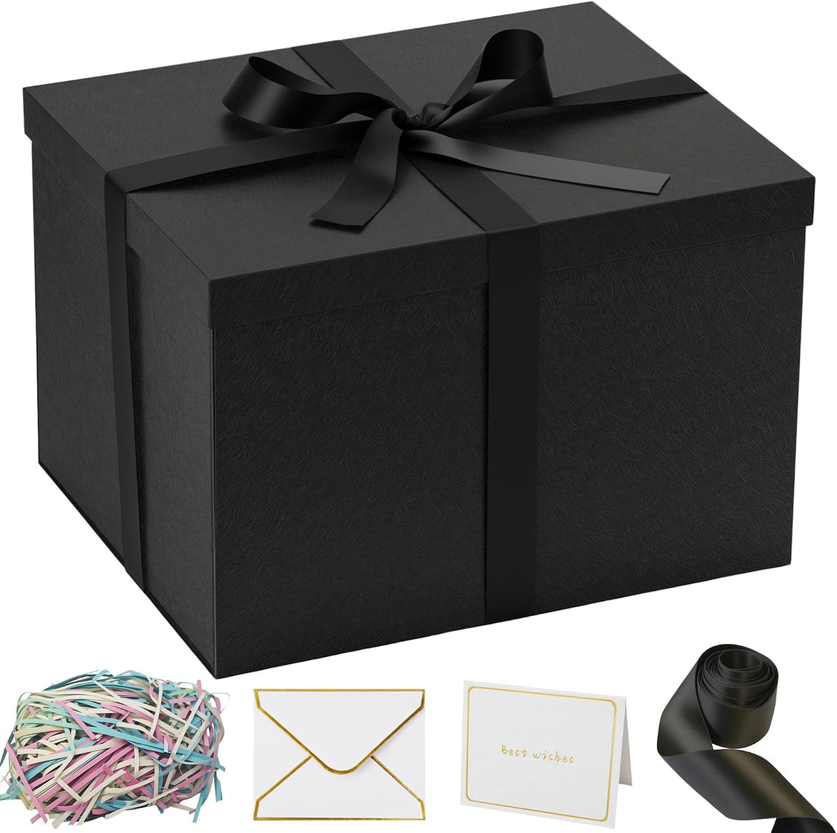 15x12x10 Inches Large Black Gift Boxes with Lids for Presents