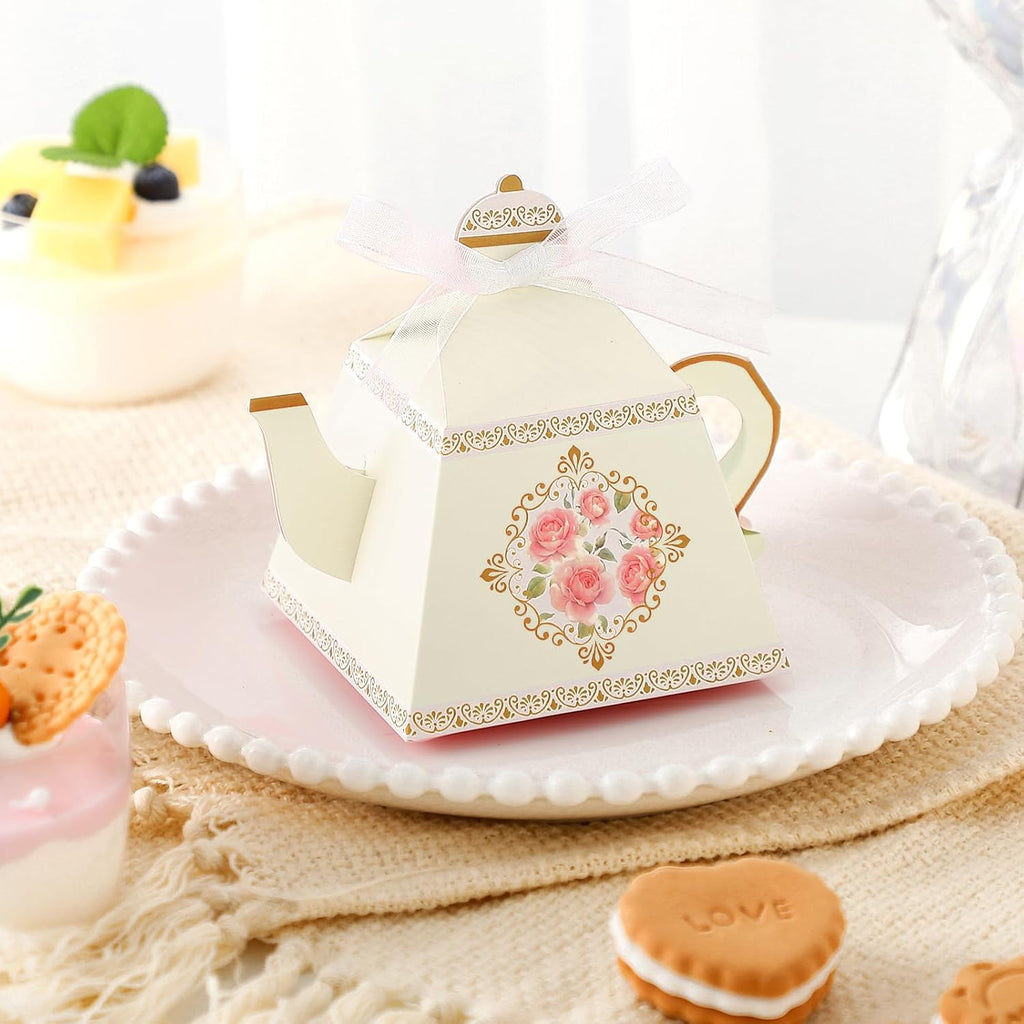 50 Pcs Summer Tea Party Favor Boxes Party Decorations, Light Yellow