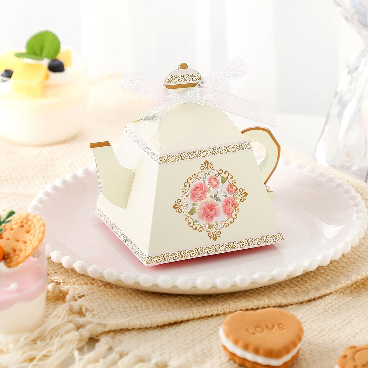 50 Pcs Summer Tea Party Favor Boxes Party Decorations, Light Yellow