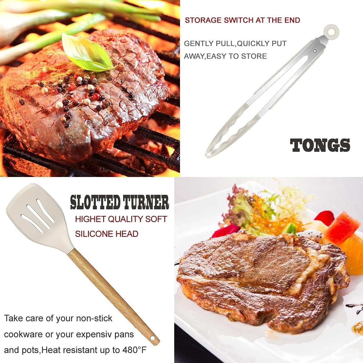 Kitchen Utensils Set- 35 PCs Cooking Utensils with Grater,Tongs, Spoon Spatula &Turner Made of Heat Resistant Food