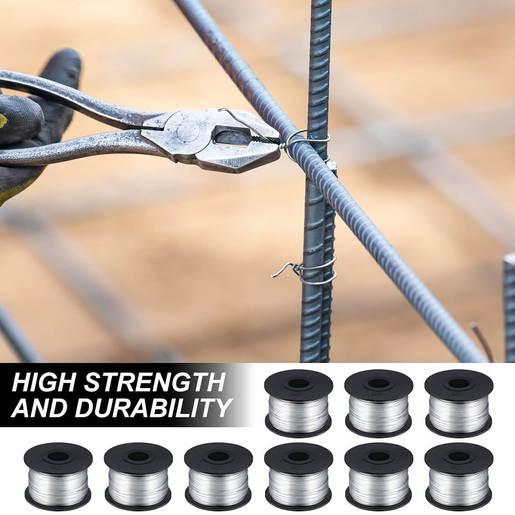 10 Rolls Rebar Tie Wire Tool 1/32" 0.8 mm 360 ft Rebar Gun Tie Wire Coil for Automatic Twister Machine, 3600 ft Totally