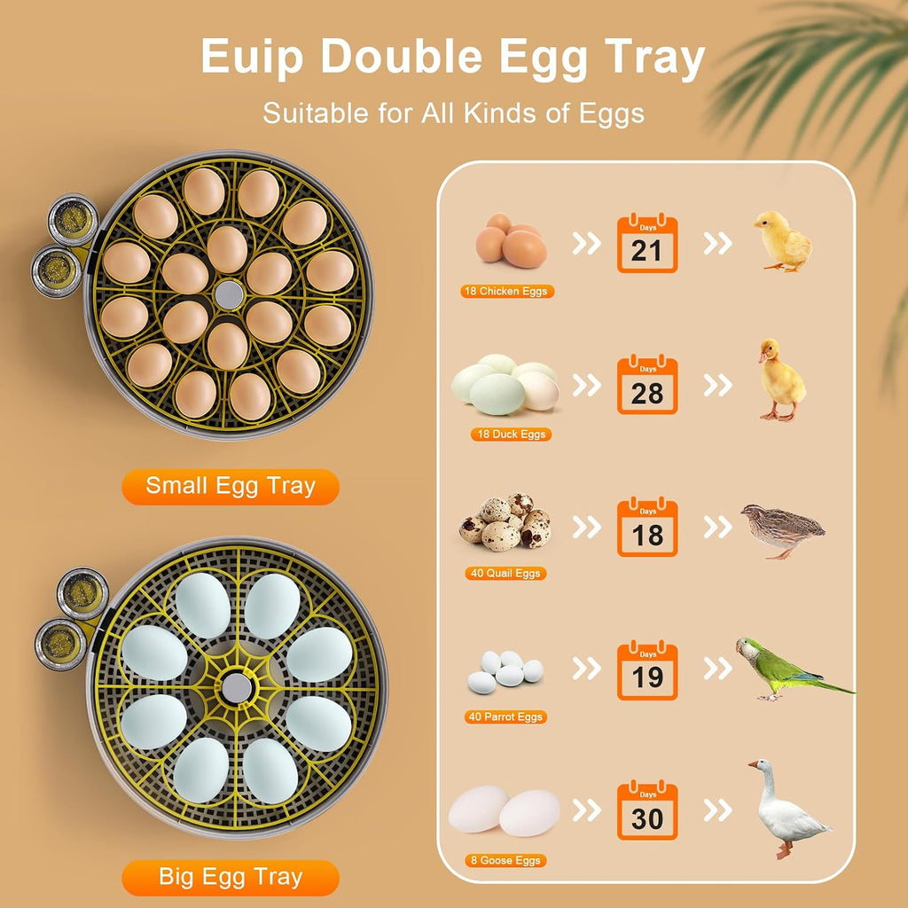 Incubator for Hatching Eggs-18 Egg Capacity, Newly Upgraded Automatic Egg Turner, Temperature & Humidity Control